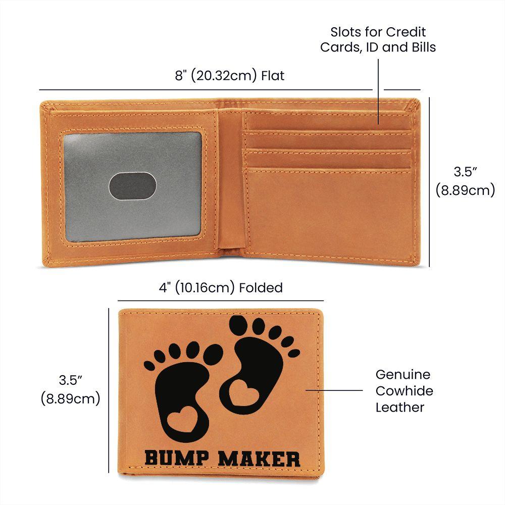 Gift for New Dad - Bump Maker Leather Wallet - Mallard Moon Gift Shop