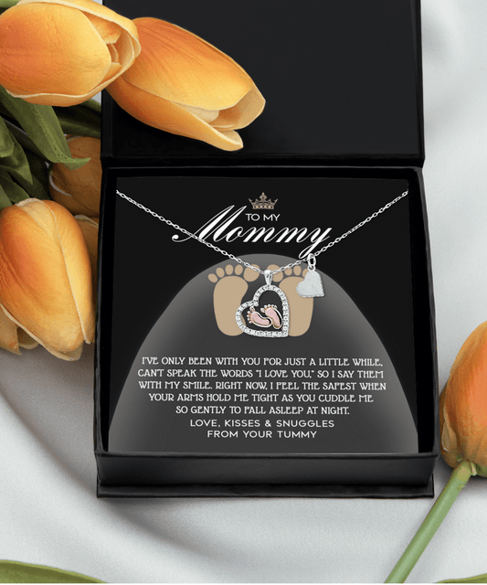 Gift for New Mom Baby Feet Pendant Necklace I Love You with My Smile - Mallard Moon Gift Shop