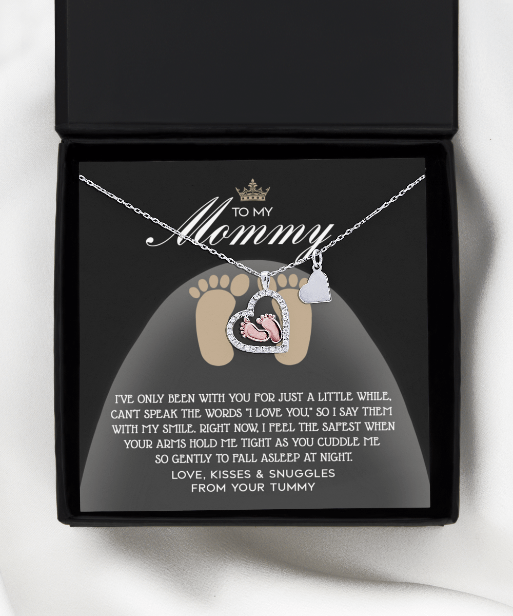 Gift for New Mom Baby Feet Pendant Necklace I Love You with My Smile - Mallard Moon Gift Shop