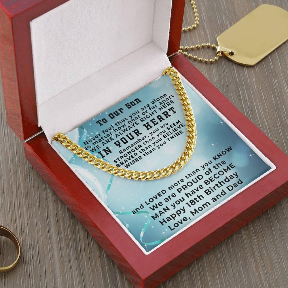 Gift for Son 18th Birthday Love Mom and Dad Thick Chain Necklace - Mallard Moon Gift Shop