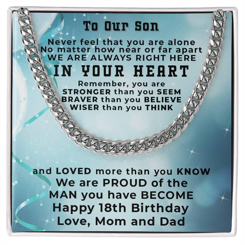 Gift for Son 18th Birthday Love Mom and Dad Thick Chain Necklace