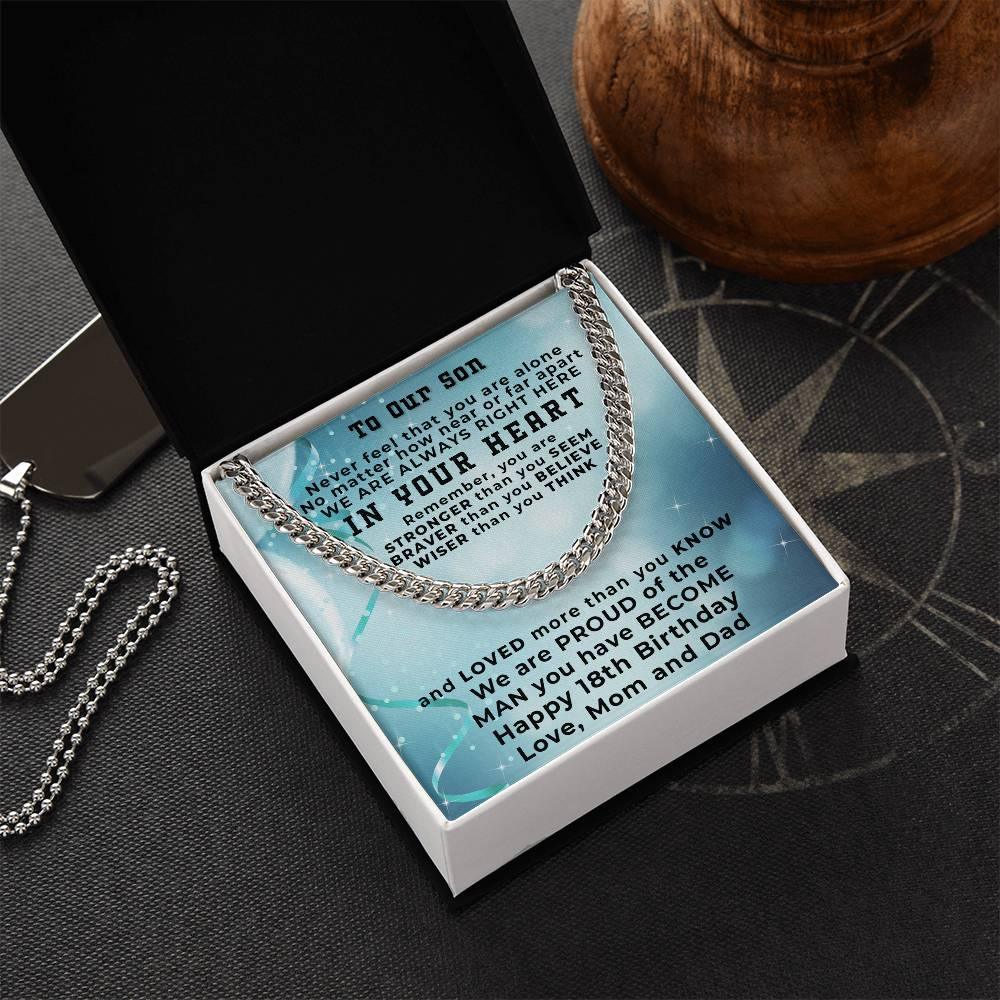 Gift for Son 18th Birthday Love Mom and Dad Thick Chain Necklace - Mallard Moon Gift Shop