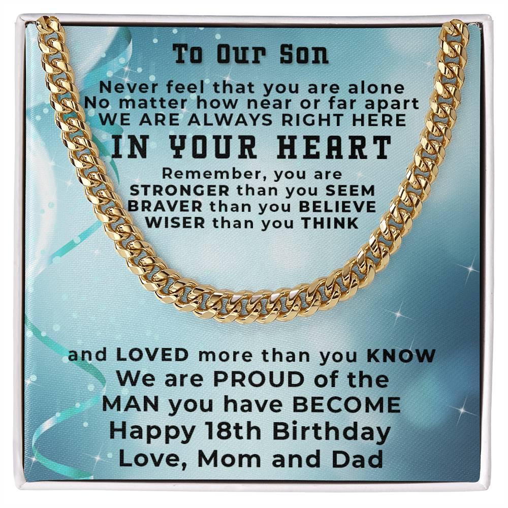 Gift for Son 18th Birthday Love Mom and Dad Thick Chain Necklace - Mallard Moon Gift Shop