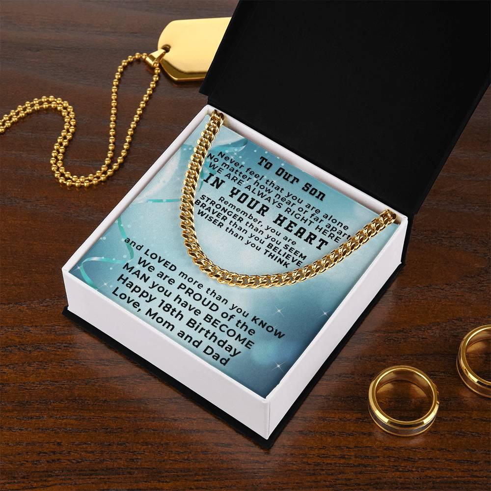 Gift for Son 18th Birthday Love Mom and Dad Thick Chain Necklace | Mallard  Moon Gift Shop