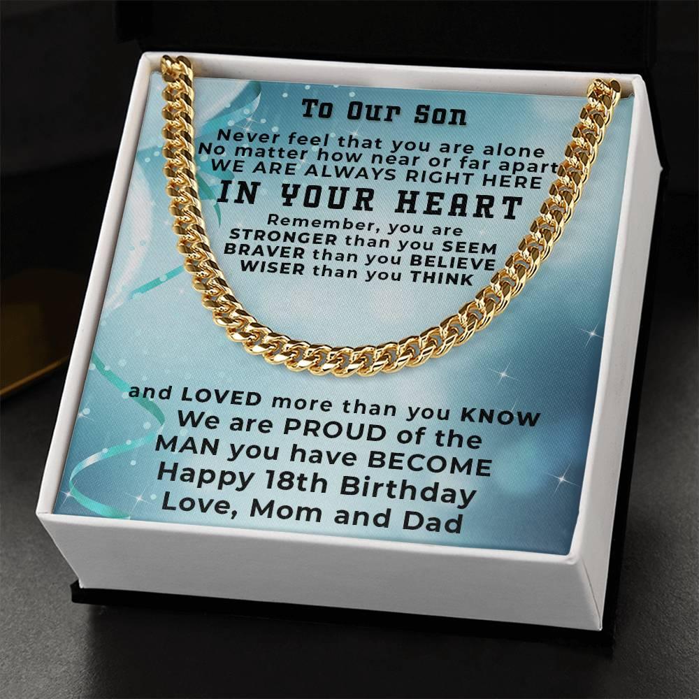 Gift for Son 18th Birthday Love Mom and Dad Thick Chain Necklace - Mallard Moon Gift Shop