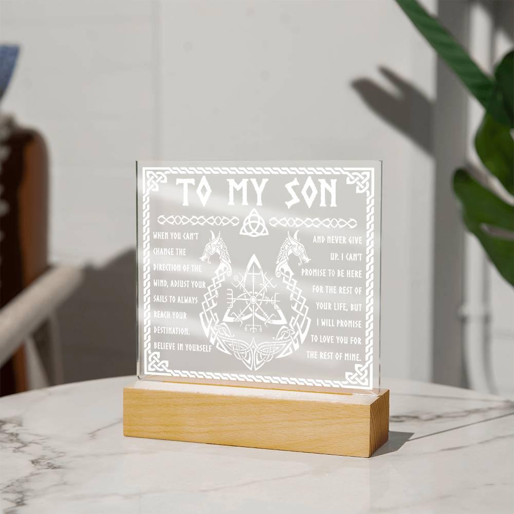 Gift for Son Inspirational Acrylic Plaque Never Give Up - Mallard Moon Gift Shop