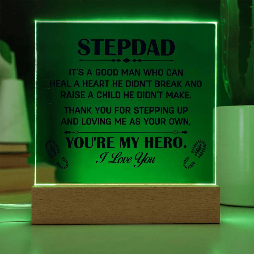 Gift for Stepdad Thank You for Stepping Up Acrylic Plaque - Mallard Moon Gift Shop