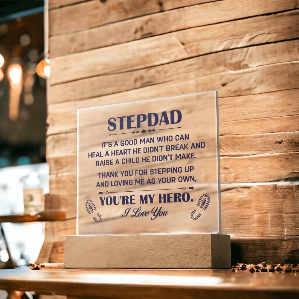 Gift for Stepdad Thank You for Stepping Up Acrylic Plaque - Mallard Moon Gift Shop