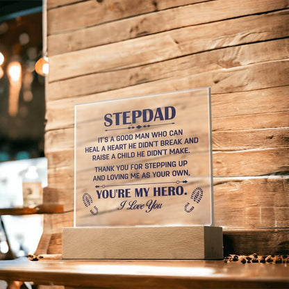 Gift for Stepdad Thank You for Stepping Up Acrylic Plaque - Mallard Moon Gift Shop