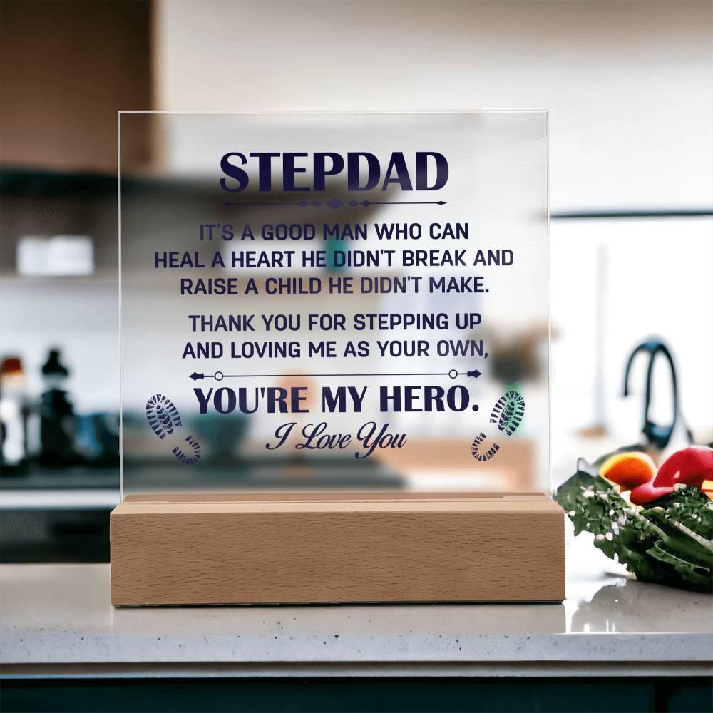 Gift for Stepdad Thank You for Stepping Up Acrylic Plaque - Mallard Moon Gift Shop