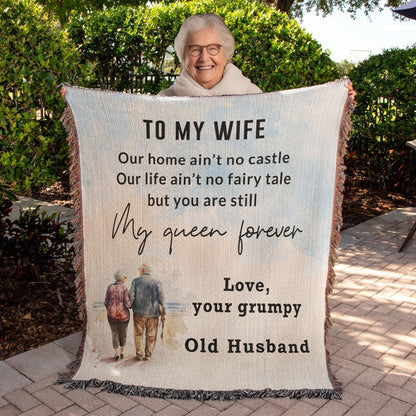 Gift for Wife from Grumpy Old Husband Heirloom Woven Blanket - Mallard Moon Gift Shop