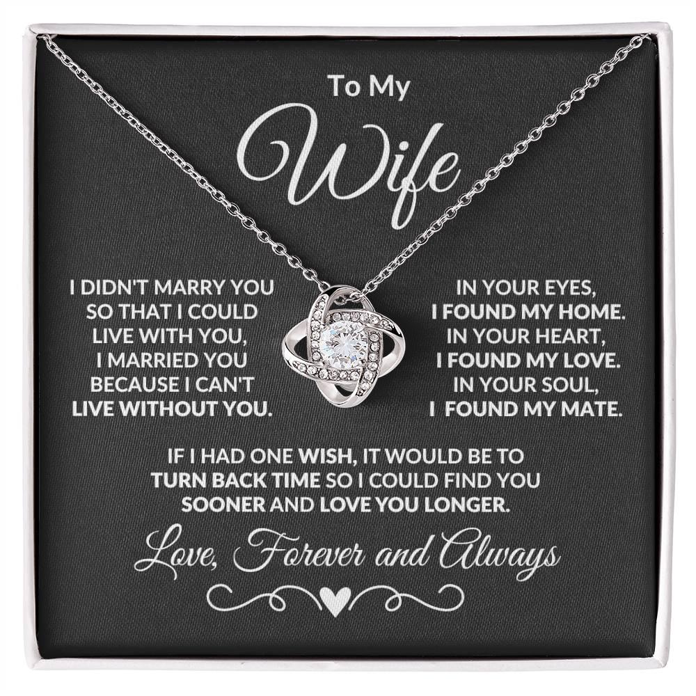 Gift for Wife I Can't Live without You - I Found My Mate Custom Love Knot Necklace with Flower Bouquet - Mallard Moon Gift Shop