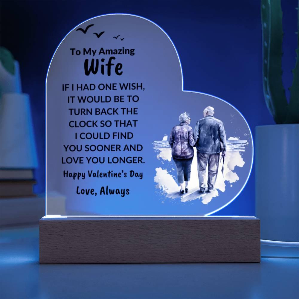 Gift for Wife Love You Longer Anniversary Birthday Valentine's Day Acrylic Heart Plaque - Mallard Moon Gift Shop