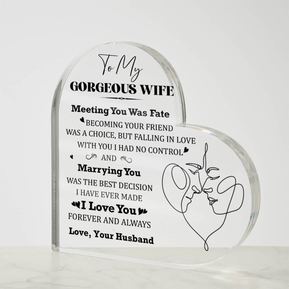 Gift for Wife Meeting You was Fate Acrylic Heart Plaque - Mallard Moon Gift Shop