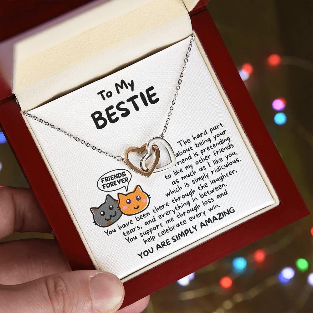 Gift for your Bestie, You are Amazing Interlocking Hearts Necklace - Mallard Moon Gift Shop