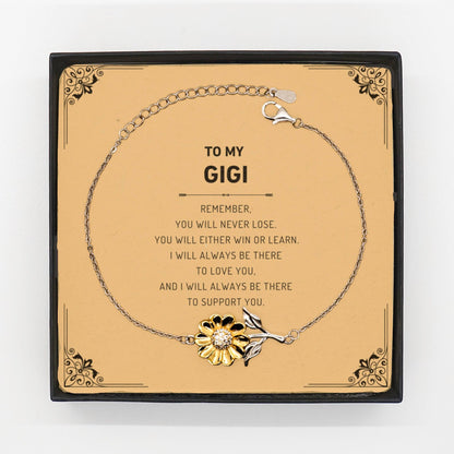 Gigi Gifts, To My Gigi Remember, you will never lose. You will either WIN or LEARN, Keepsake Sunflower Bracelet For Gigi Card, Birthday Christmas Gifts Ideas - Mallard Moon Gift Shop