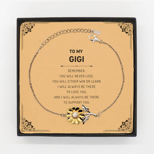 Gigi Gifts, To My Gigi Remember, you will never lose. You will either WIN or LEARN, Keepsake Sunflower Bracelet For Gigi Card, Birthday Christmas Gifts Ideas - Mallard Moon Gift Shop