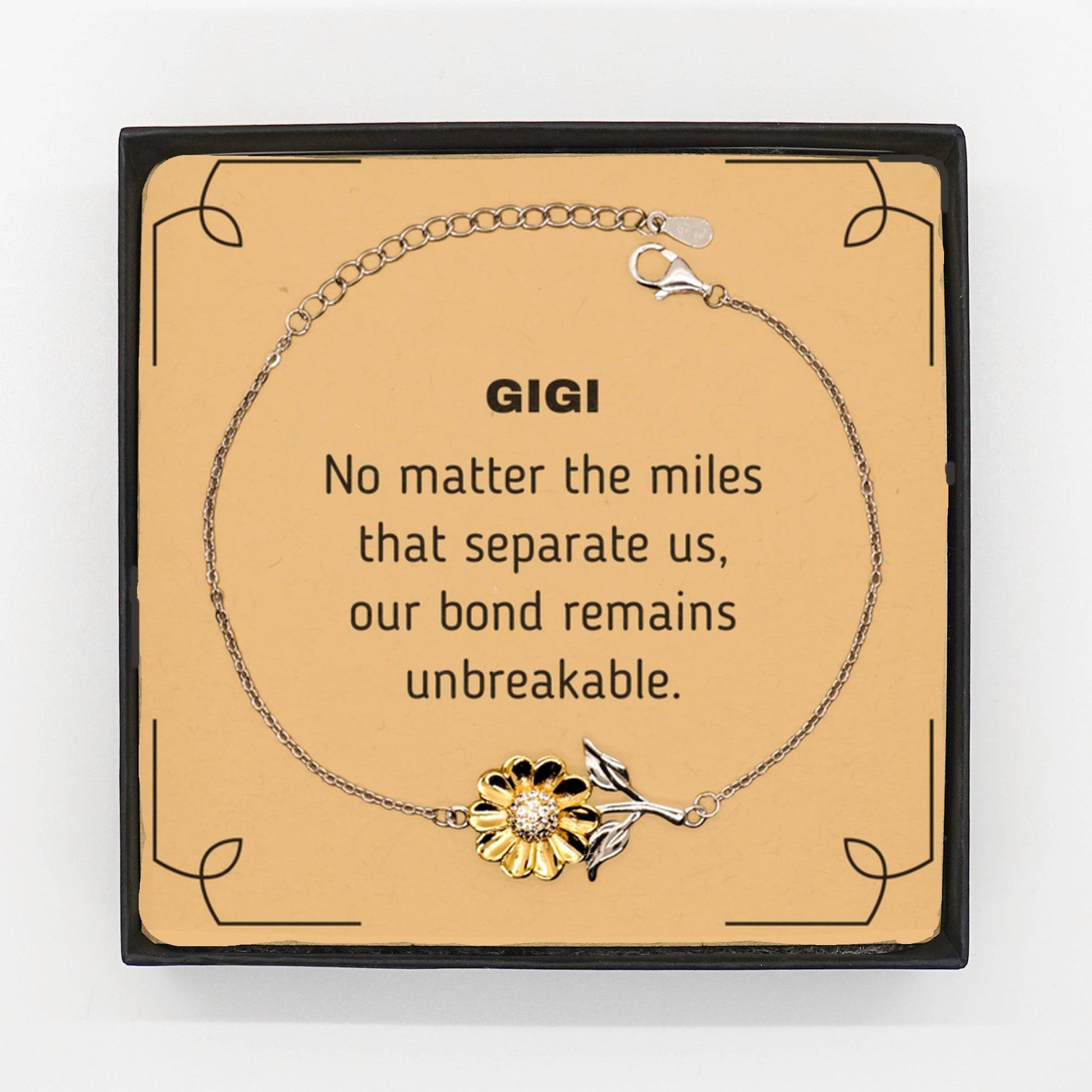 Gigi Long Distance Relationship Gifts, No matter the miles that separate us, Cute Love Sunflower Bracelet For Gigi, Birthday Christmas Unique Gifts For Gigi - Mallard Moon Gift Shop