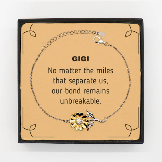 Gigi Long Distance Relationship Gifts, No matter the miles that separate us, Cute Love Sunflower Bracelet For Gigi, Birthday Christmas Unique Gifts For Gigi - Mallard Moon Gift Shop