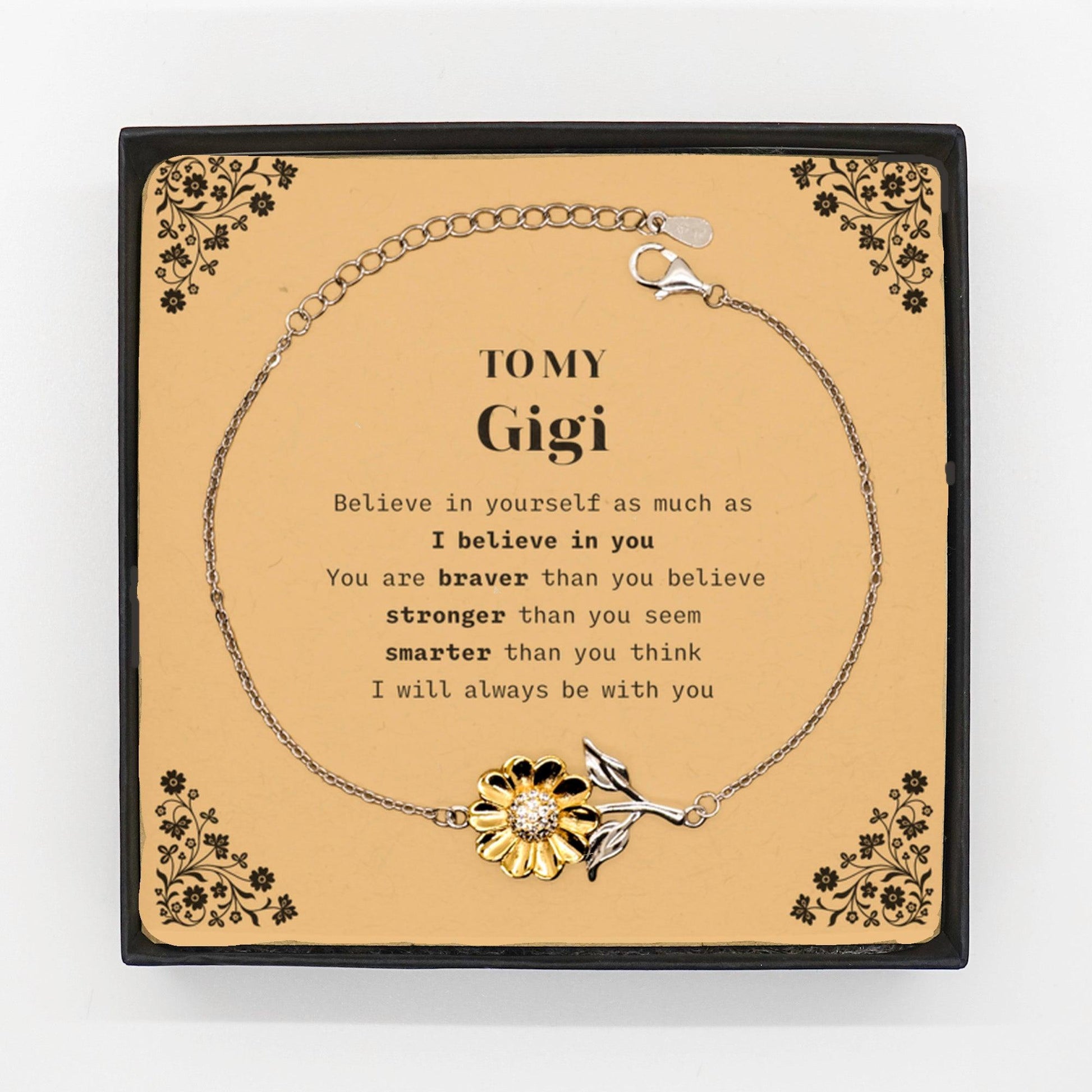 Gigi Sunflower Bracelet Gifts, To My Gigi You are braver than you believe, stronger than you seem, Inspirational Gifts For Gigi Card, Birthday, Christmas Gifts For Gigi Men Women - Mallard Moon Gift Shop