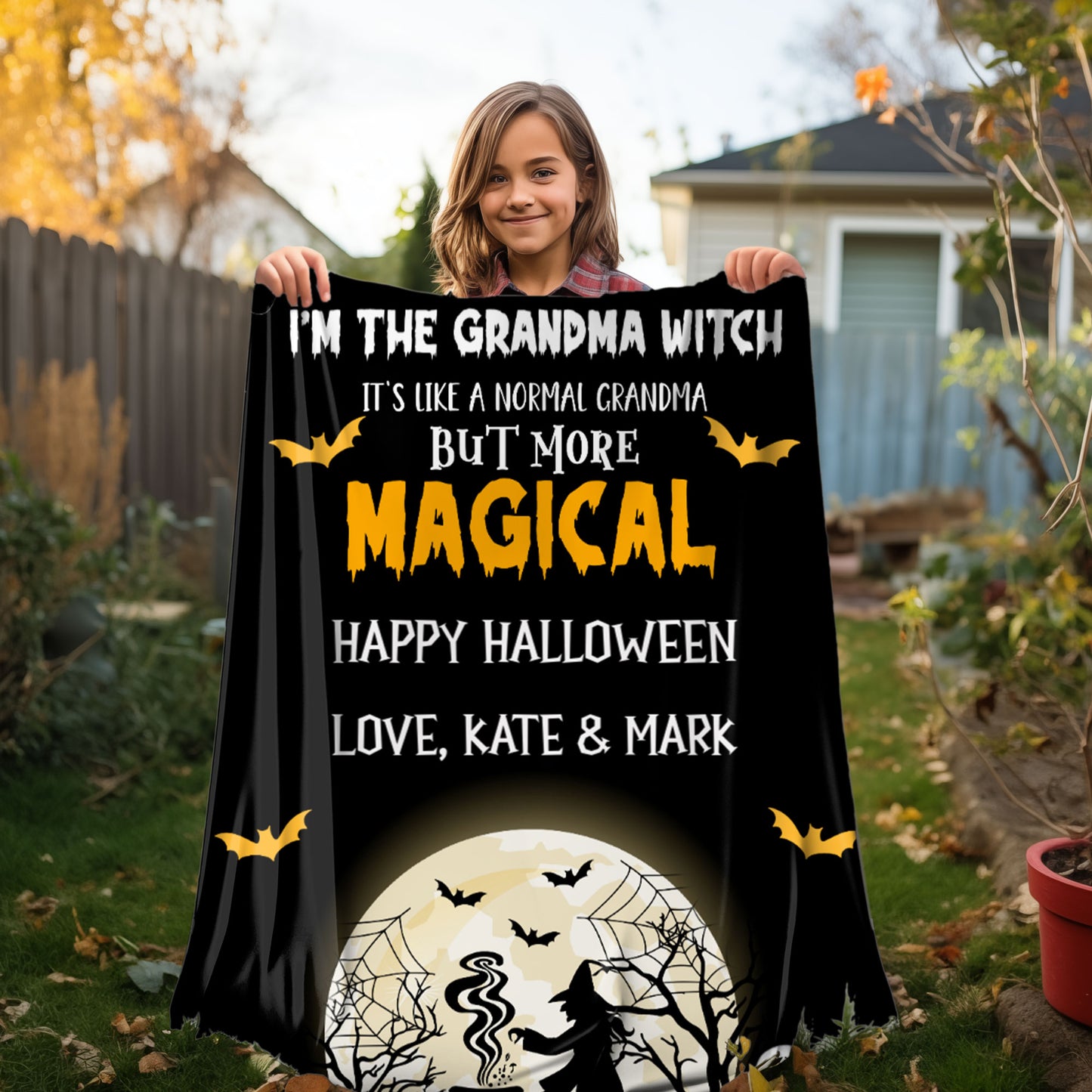 Halloween Personalized Mink Fleece Blanket - I'm the Grandma Witch But More Magical