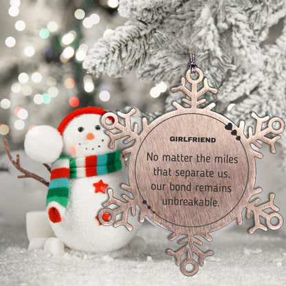 Girlfriend Long Distance Relationship Gifts, No matter the miles that separate us, Cute Love Snowflake Ornament For Girlfriend, Birthday Christmas Unique Gifts For Girlfriend - Mallard Moon Gift Shop