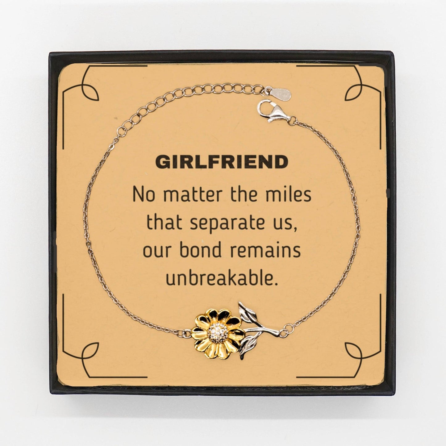 Girlfriend Long Distance Relationship Gifts, No matter the miles that separate us, Cute Love Sunflower Bracelet For Girlfriend, Birthday Christmas Unique Gifts For Girlfriend - Mallard Moon Gift Shop