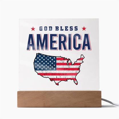 God Bless America Patriotic Acrylic Plaque - Mallard Moon Gift Shop