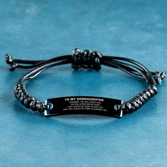 Goddaughter Gifts, To My Goddaughter Remember, you will never lose. You will either WIN or LEARN, Keepsake Black Rope Bracelet For Goddaughter Engraved, Birthday Christmas Gifts Ideas For Goddaughter X-mas Gifts - Mallard Moon Gift Shop