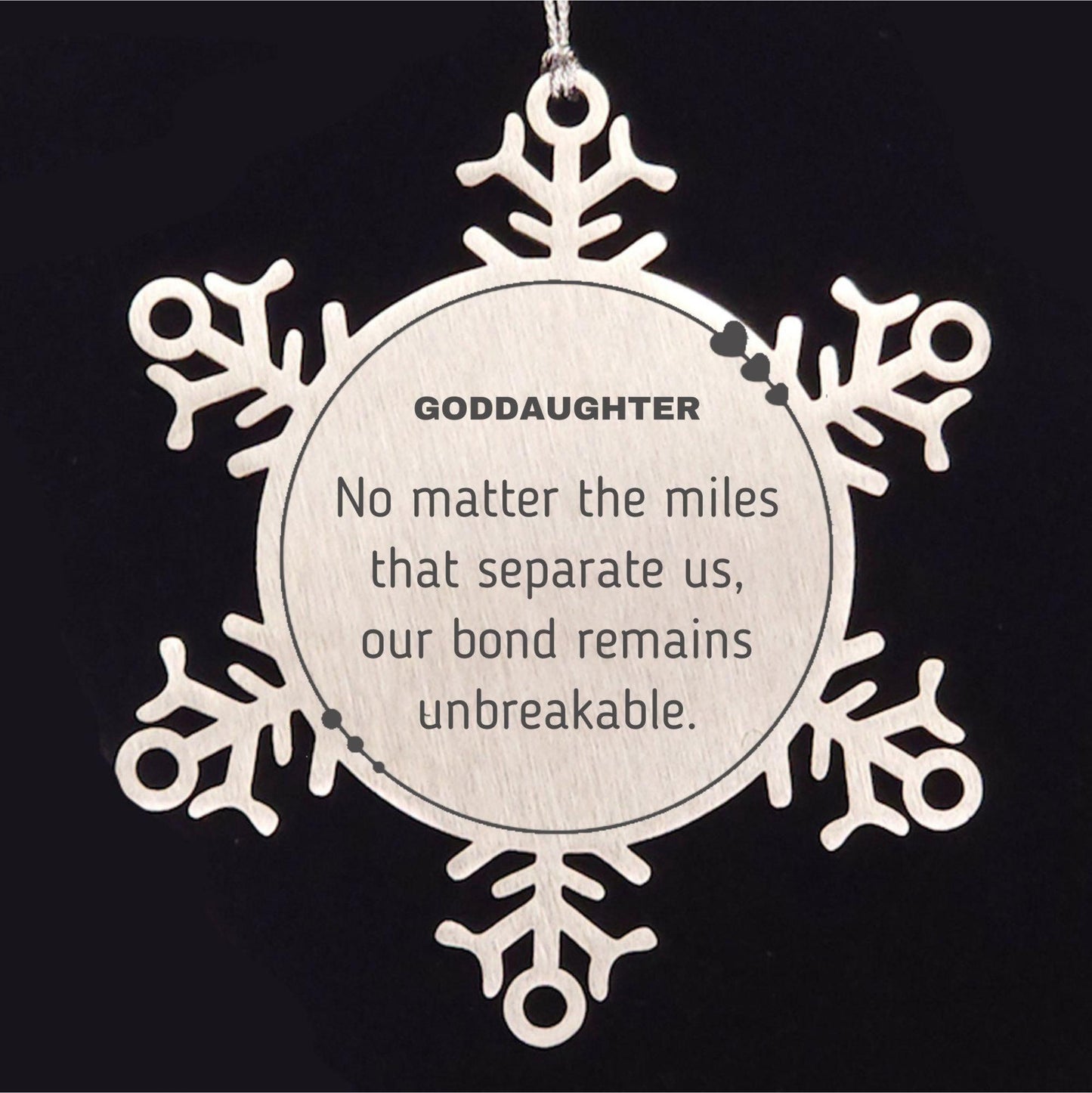 Goddaughter Long Distance Relationship Gifts, No matter the miles that separate us, Cute Love Snowflake Ornament For Goddaughter, Birthday Christmas Unique Gifts For Goddaughter - Mallard Moon Gift Shop