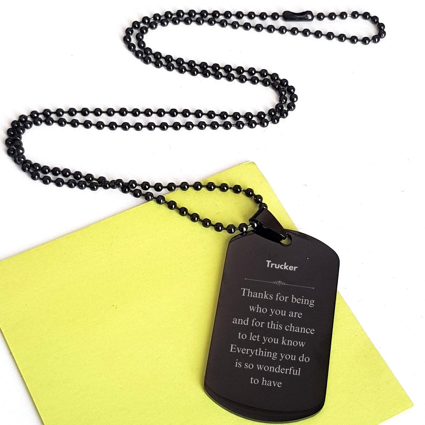 Godmother Black Dog Tag Engraved Necklace - Always Follow your Dreams - Birthday, Christmas Holiday Jewelry Gift - Mallard Moon Gift Shop