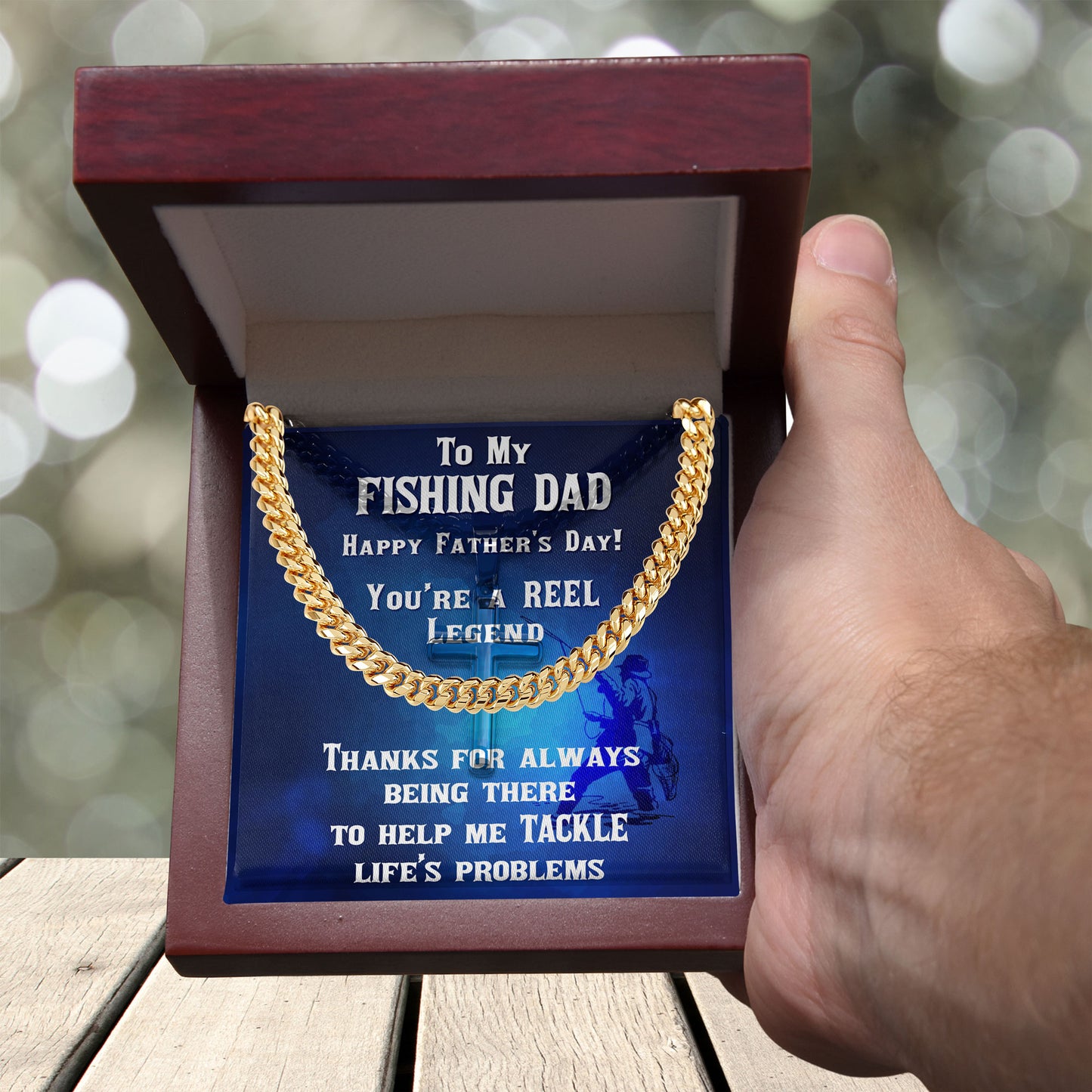 Fishing Dad Personalized Cuban Link Chain Necklace