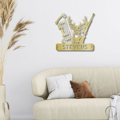 Deer Hunter - Bow Hunting Personalized Name Metal Art Wall Sign