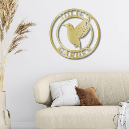 Hummingbird Monogram Personalized Metal Art Wall Sign