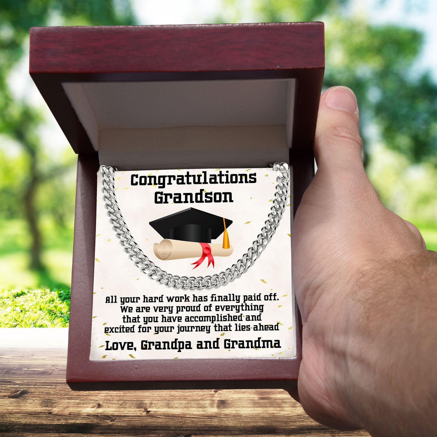 Grandson Graduation 2023 Congratulations Cuban Chain Link Necklace