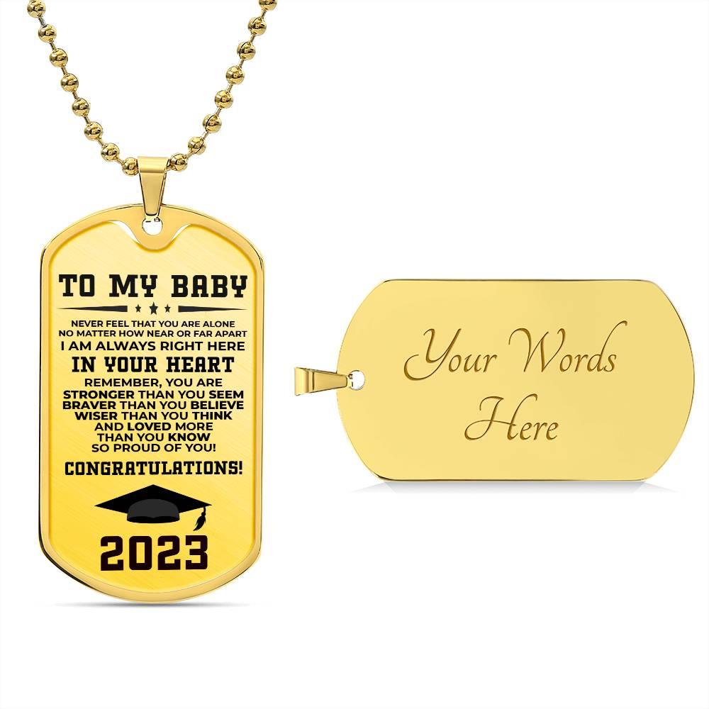 Graduation 2023 Engarved Dog Tag Necklace - Mallard Moon Gift Shop