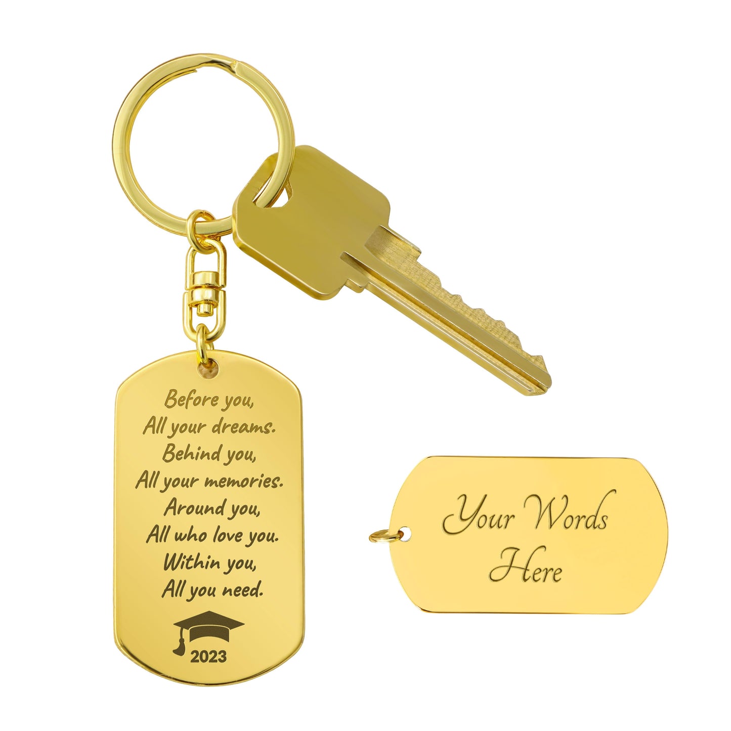 Graduation 2023 Gift - Before You All Your Dreams - Laser Engraved Keychain - Mallard Moon Gift Shop