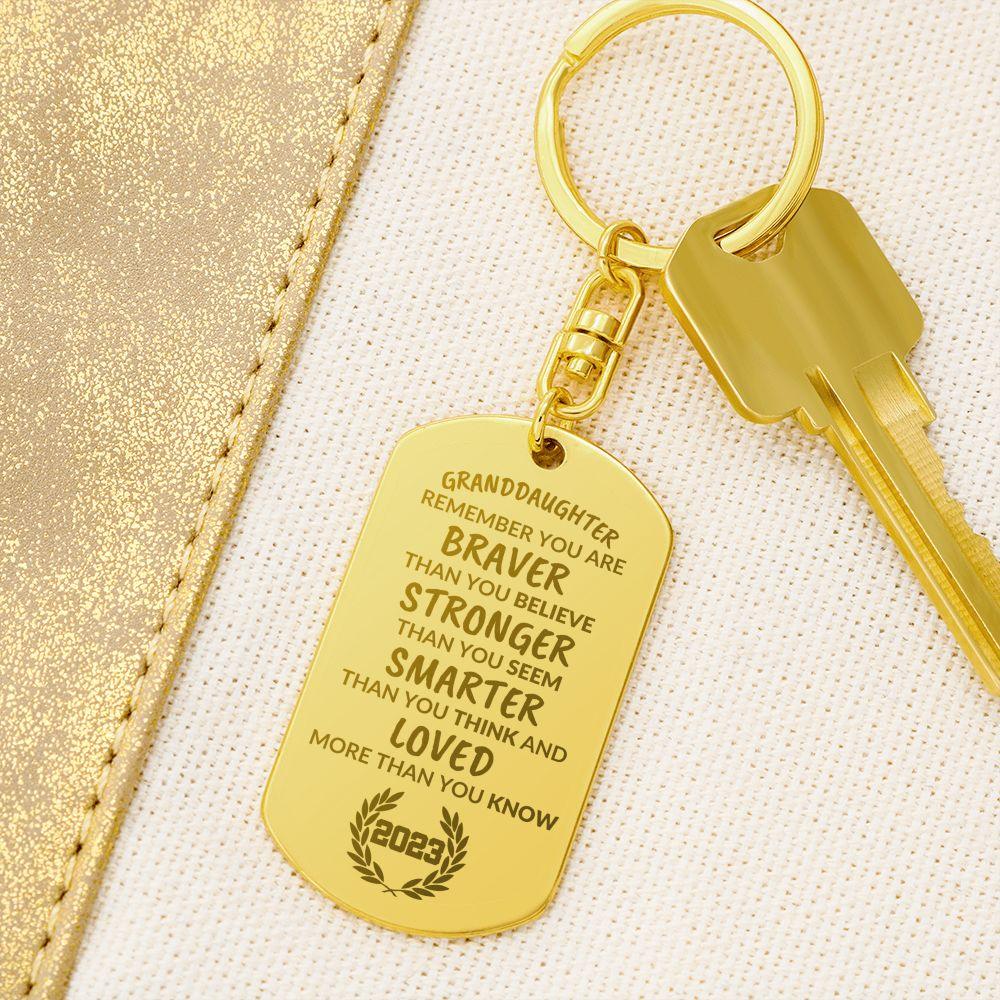 Granddaughter 2023 Graduation Engraved Keychain - Mallard Moon Gift Shop