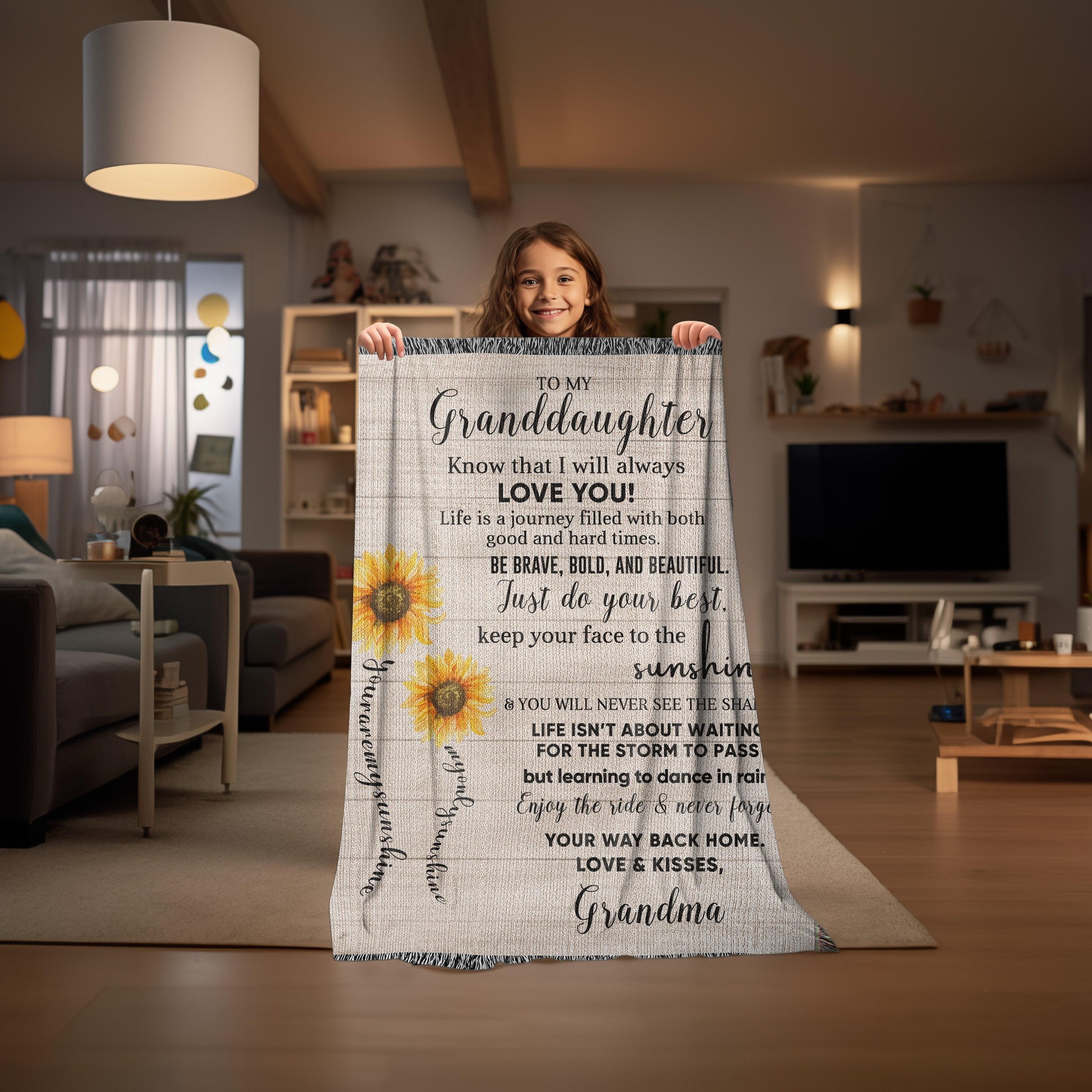 Granddaughter Keepsake Gift - Know that I Will Always Love You - Personalized Heirloom Woven Cotton Blanket - Mallard Moon Gift Shop