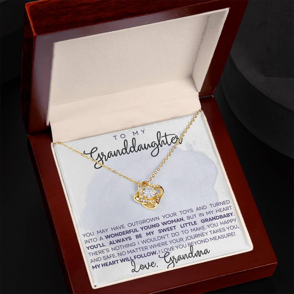 Granddaughter My Heart Will Always Follow You- Love Knot Necklace - Mallard Moon Gift Shop