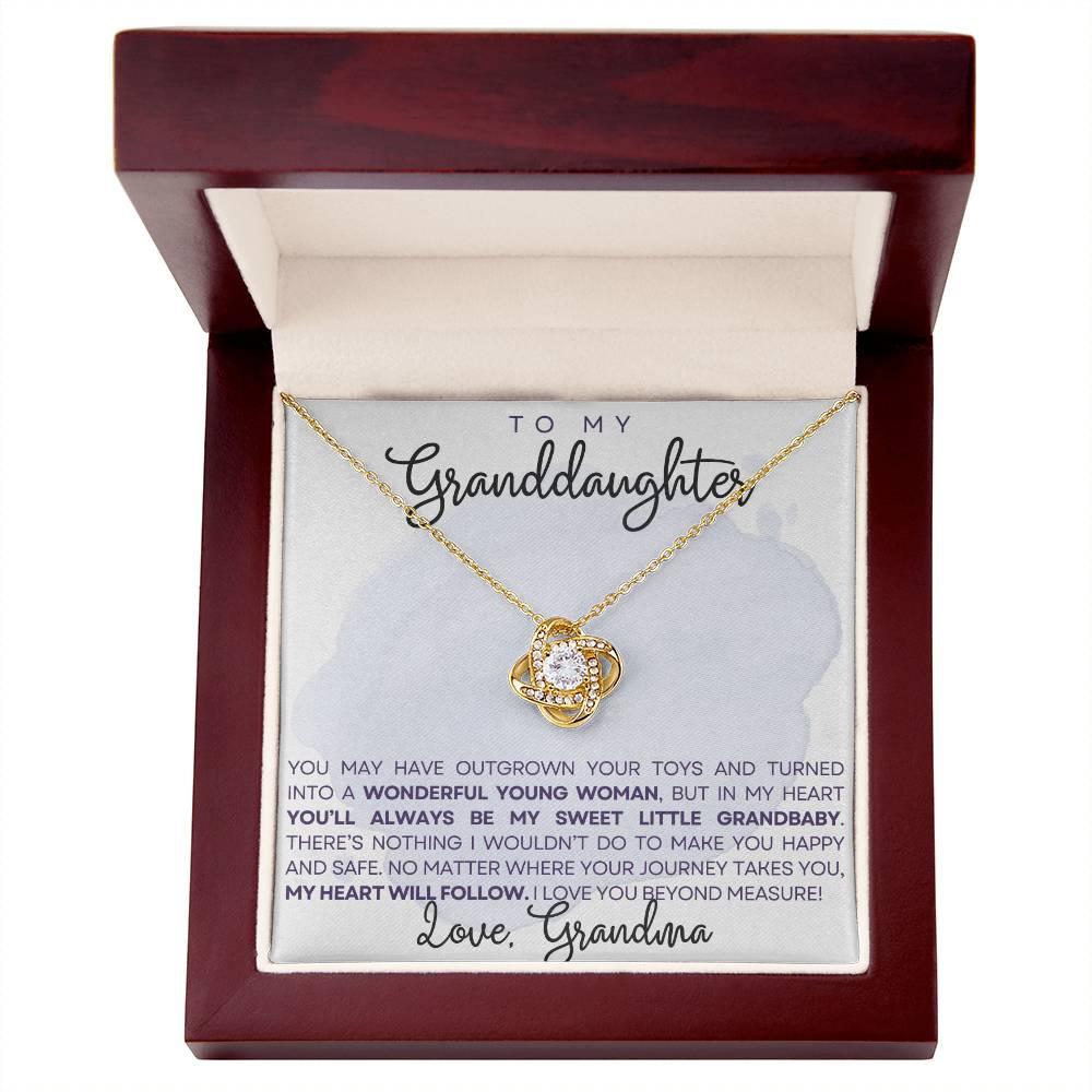 Granddaughter My Heart Will Always Follow You- Love Knot Necklace - Mallard Moon Gift Shop