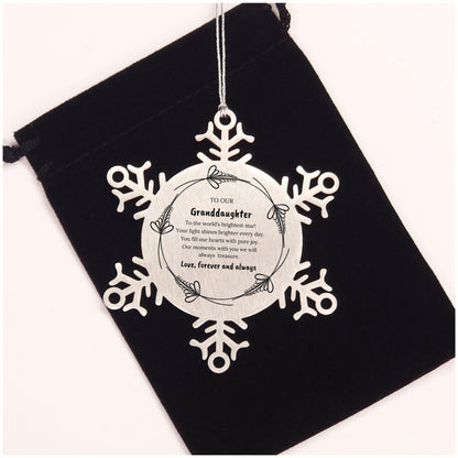 Granddaughter Snowflake Engraved Christmas Ornament, To My Granddaughter You fill Our Hearts With Pure Joy. Our Moments With You We Will Always Treasure. - Mallard Moon Gift Shop
