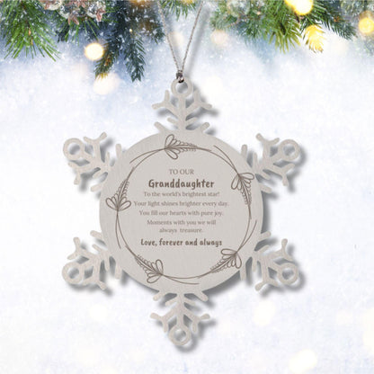 Granddaughter Snowflake Engraved Christmas Ornament, To My Granddaughter You fill Our Hearts With Pure Joy. Our Moments With You We Will Always Treasure. - Mallard Moon Gift Shop