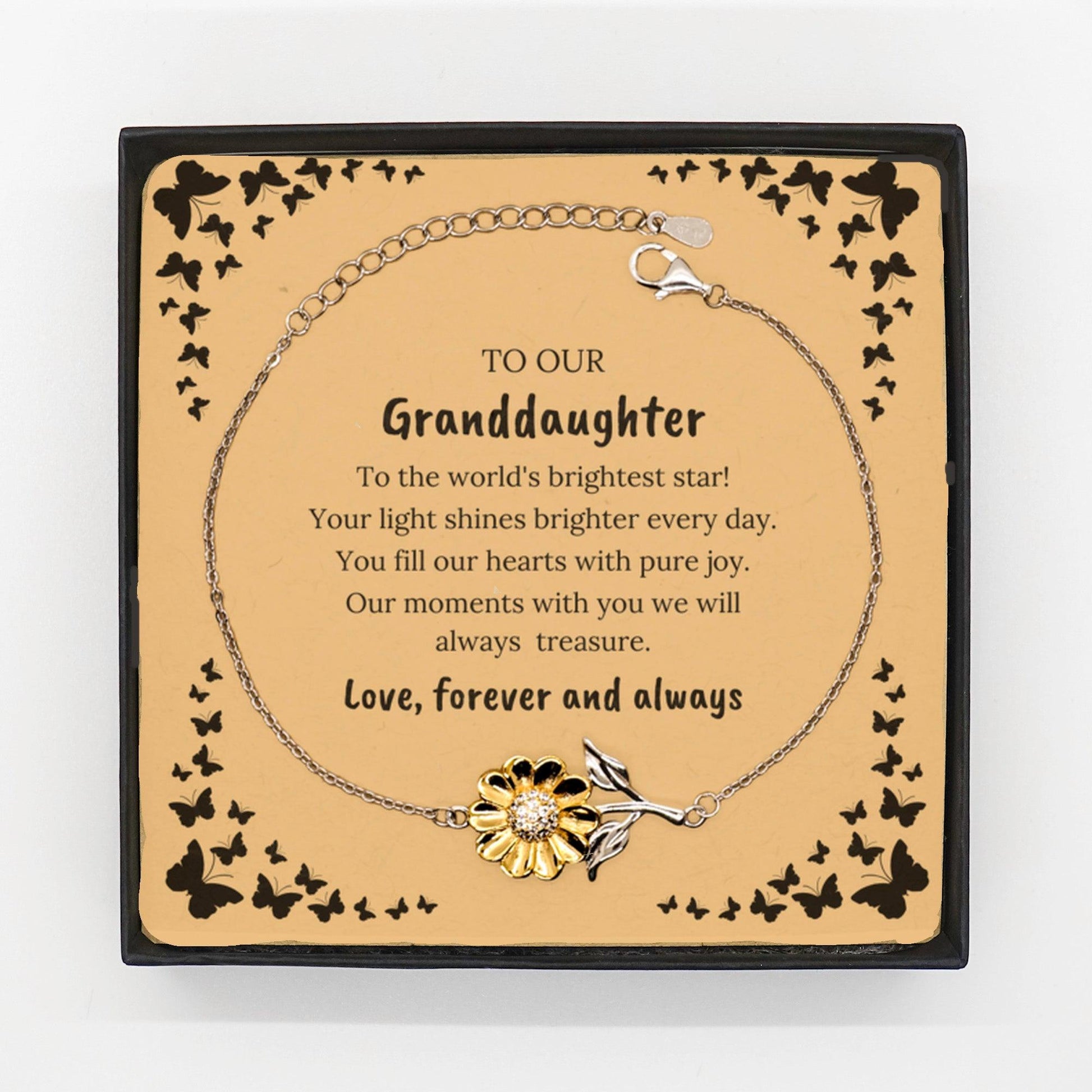 Granddaughter Sunflower Bracelet - To My Granddaughter You fill Our Hearts With Pure Joy. Our Moments With You We Will Always Treasure. - Mallard Moon Gift Shop