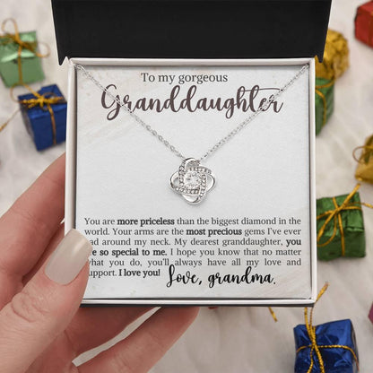 Granddaughter You Are Priceless- Love Knot Necklace - Mallard Moon Gift Shop