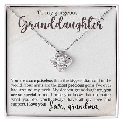 Granddaughter You Are Priceless- Love Knot Necklace - Mallard Moon Gift Shop