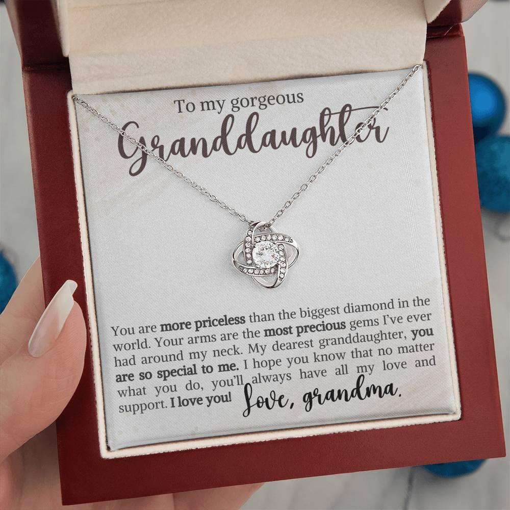 Granddaughter You Are Priceless- Love Knot Necklace - Mallard Moon Gift Shop