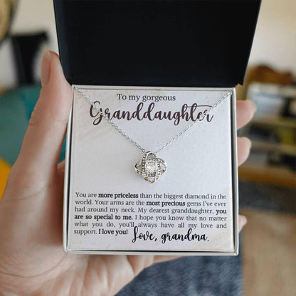 Granddaughter You Are Priceless- Love Knot Necklace - Mallard Moon Gift Shop