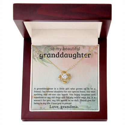 Granddaughter You Bring Laughter and Sunshine - Love Knot Necklace - Mallard Moon Gift Shop