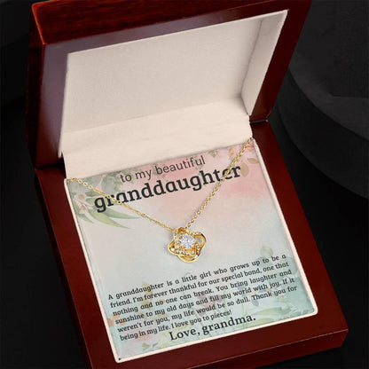 Granddaughter You Bring Laughter and Sunshine - Love Knot Necklace - Mallard Moon Gift Shop